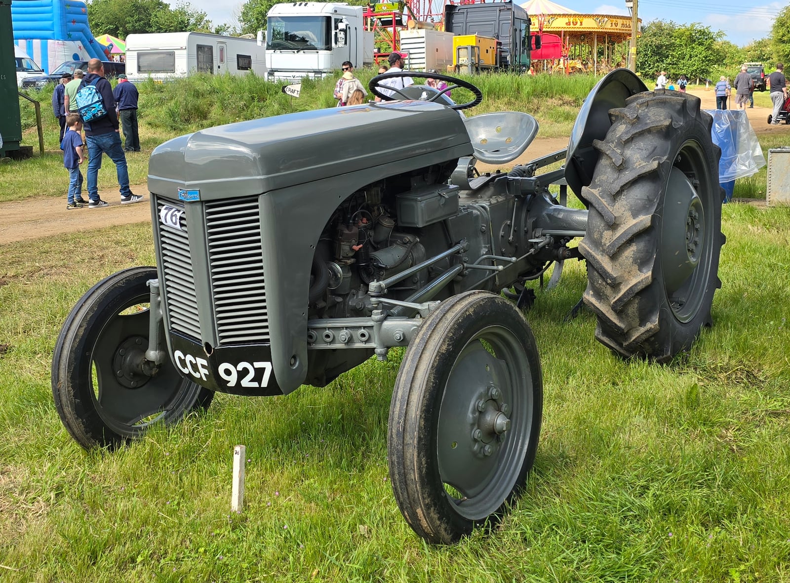 A grey Ferguson TE-A20 tractor, registration CCF 927, at a vintage rally